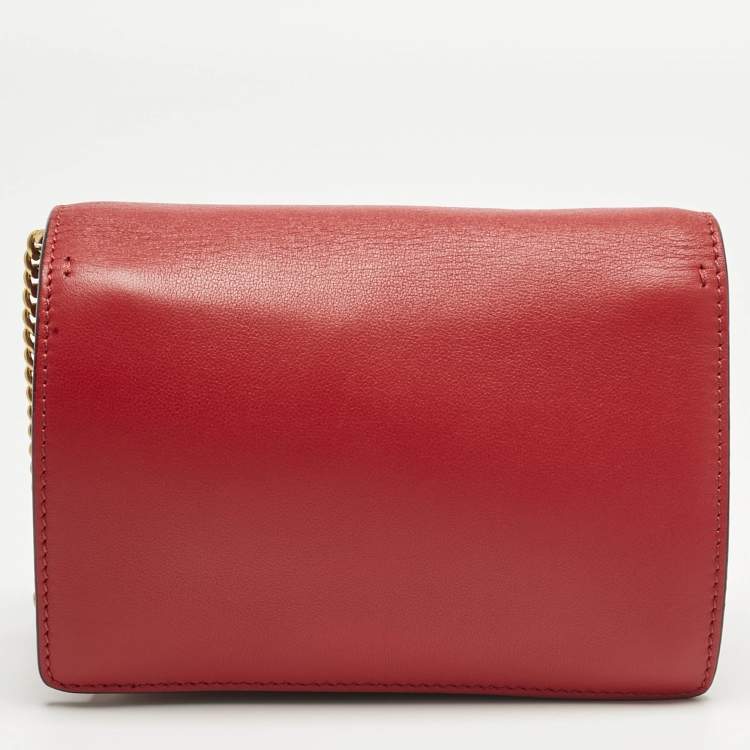 Pre Owned Valentino Red Leather VRing Chain Crossbody Bag