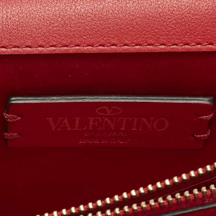 Pre Owned Valentino Red Leather VRing Chain Crossbody Bag