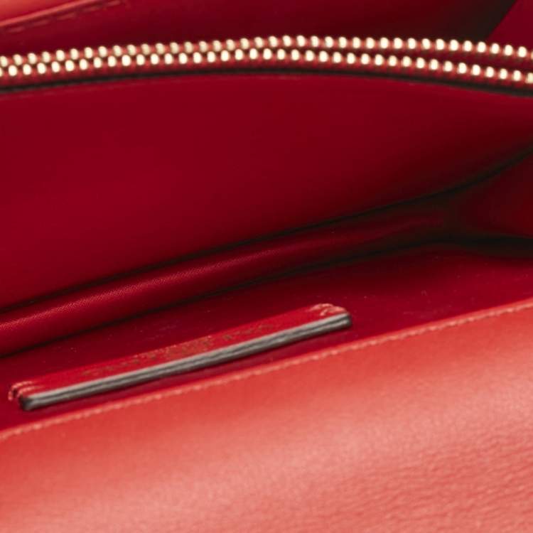 Pre Owned Valentino Red Leather VRing Chain Crossbody Bag