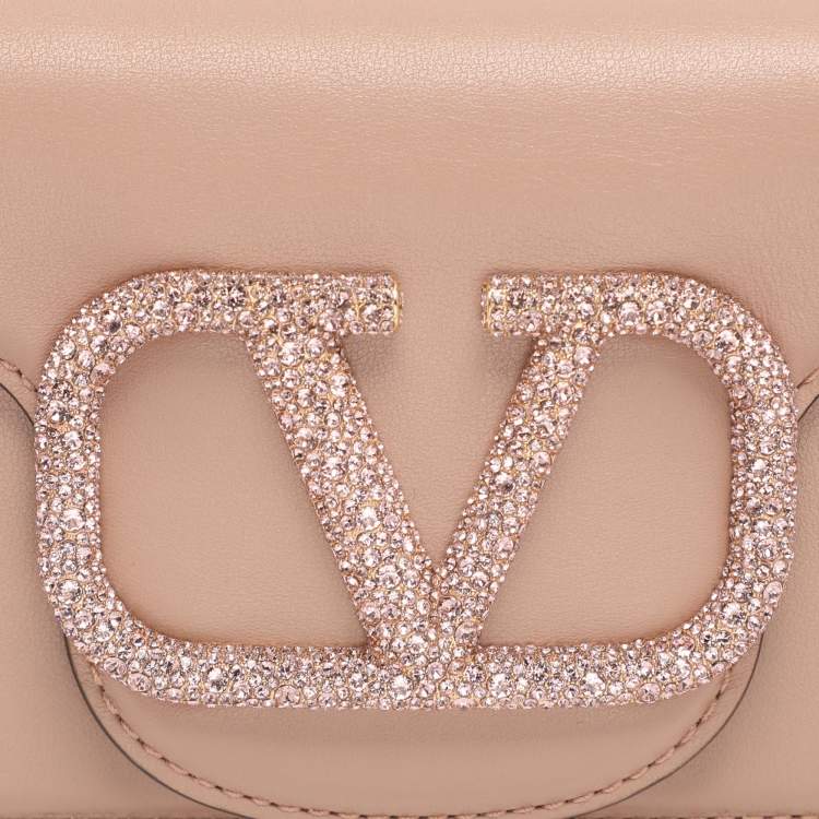Pre Owned Valentino Rose Cannelle Leather Small Loco Shoulder Bag