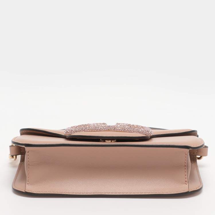 Pre Owned Valentino Rose Cannelle Leather Small Loco Shoulder Bag