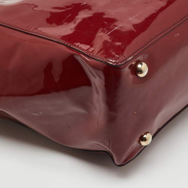 Pre Owned Valentino Dark Red Patent Leather Rockstud Shopper Tote