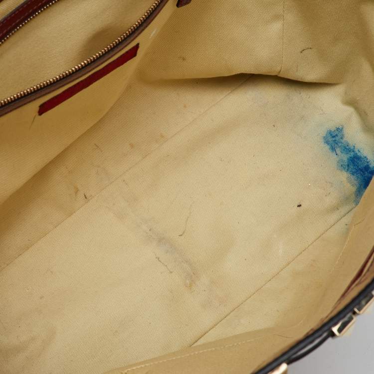 Pre Owned Valentino Dark Red Patent Leather Rockstud Shopper Tote