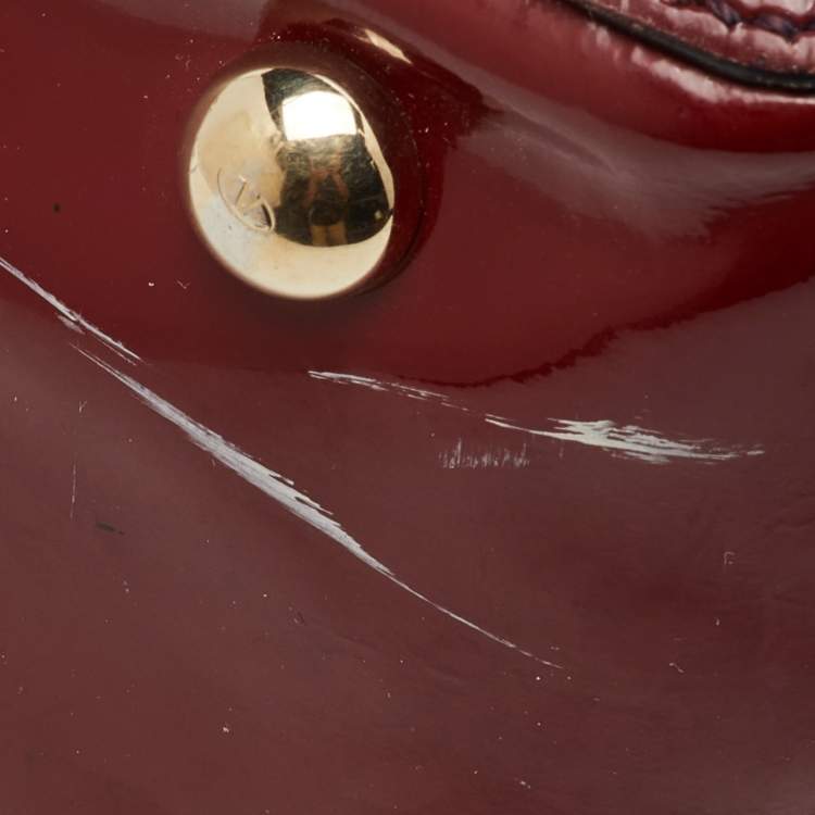 Pre Owned Valentino Dark Red Patent Leather Rockstud Shopper Tote