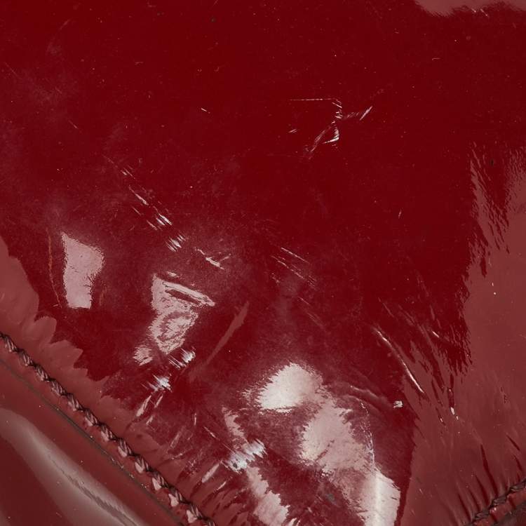 Pre Owned Valentino Dark Red Patent Leather Rockstud Shopper Tote