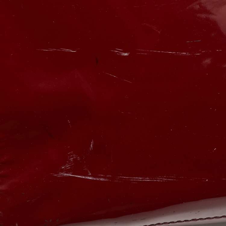 Pre Owned Valentino Dark Red Patent Leather Rockstud Shopper Tote