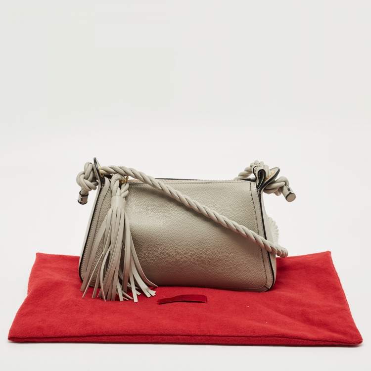 Pre Owned Valentino Grey Leather Braided and Tassel Shoulder Bag