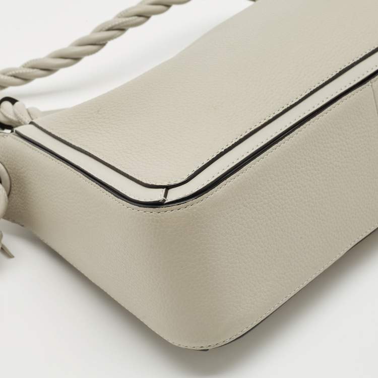 Pre Owned Valentino Grey Leather Braided and Tassel Shoulder Bag