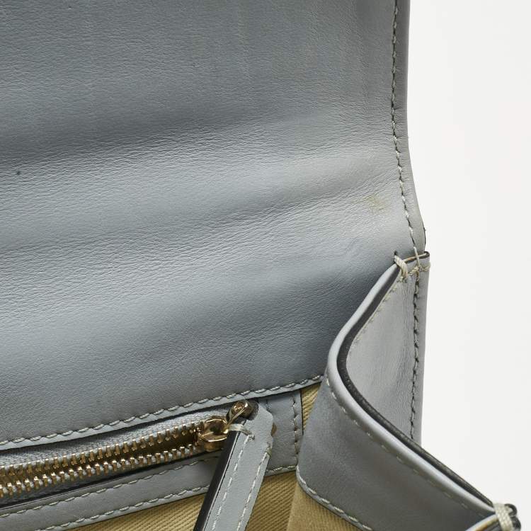 Pre Owned Valentino Light Blue Leather Medium Glam Lock Shoulder Bag