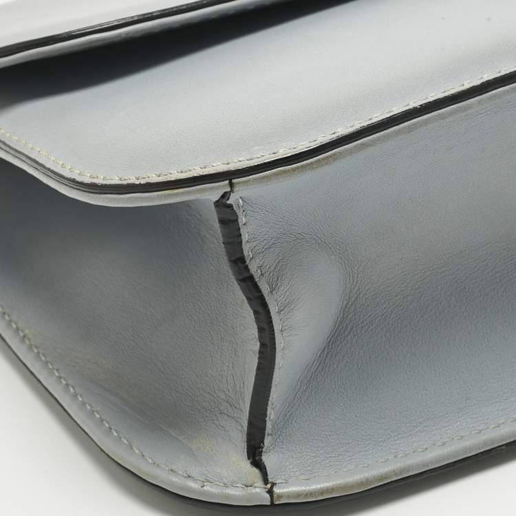 Pre Owned Valentino Light Blue Leather Medium Glam Lock Shoulder Bag