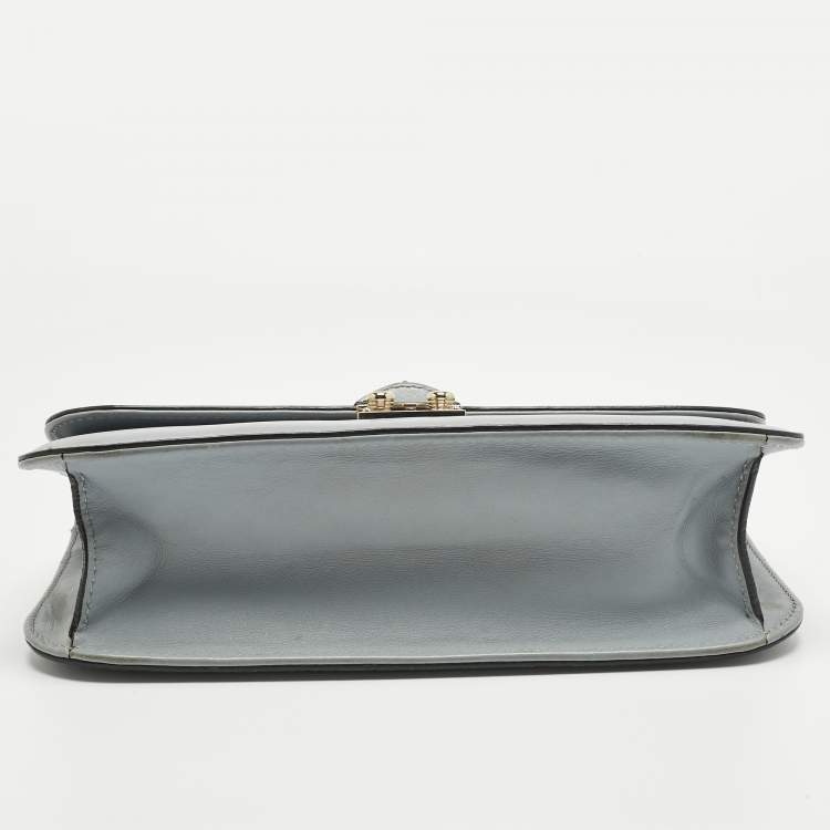 Pre Owned Valentino Light Blue Leather Medium Glam Lock Shoulder Bag