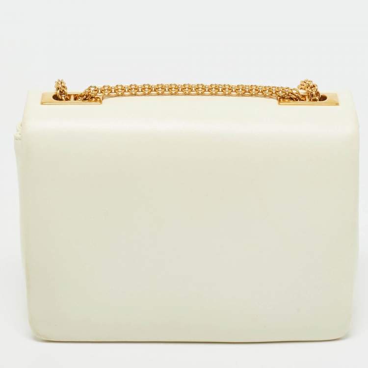 Pre Owned Valentino Off White Leather One Stud Chain Shoulder Bag