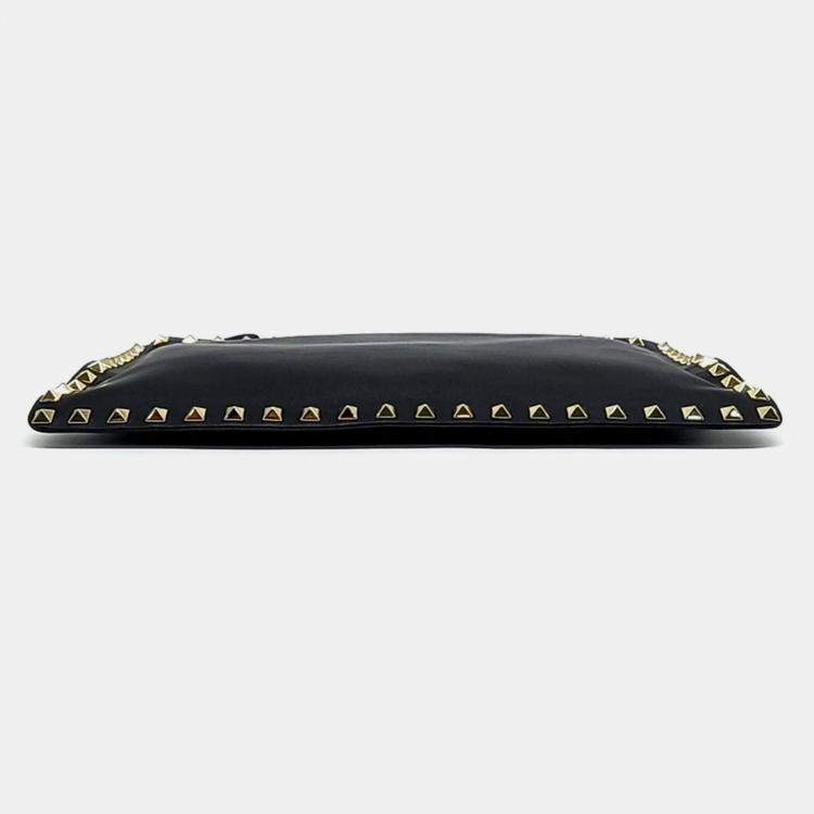 Pre Owned Valentino Black Leather Rockstud Clutch