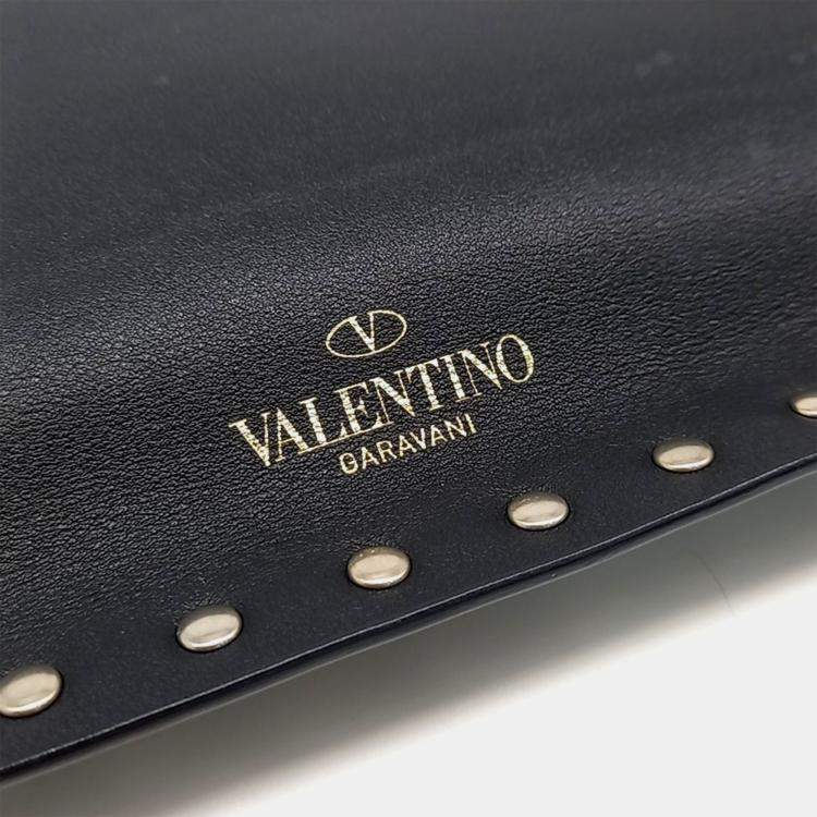 Pre Owned Valentino Black Leather Rockstud Clutch