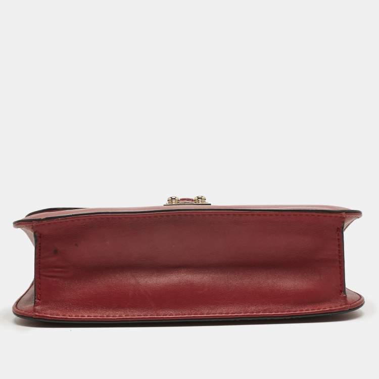 Pre Owned Valentino Red Leather Medium Glam Lock Chain Shoulder Bag