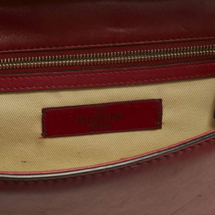 Pre Owned Valentino Red Leather Medium Glam Lock Chain Shoulder Bag