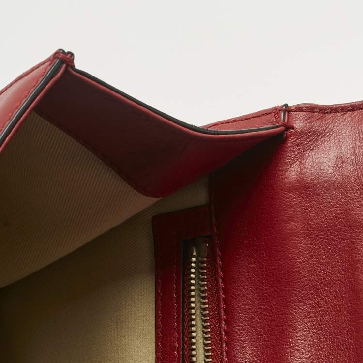 Pre Owned Valentino Red Leather Medium Glam Lock Chain Shoulder Bag