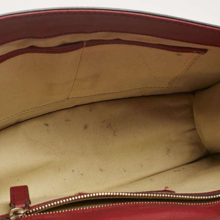 Pre Owned Valentino Red Leather Medium Glam Lock Chain Shoulder Bag