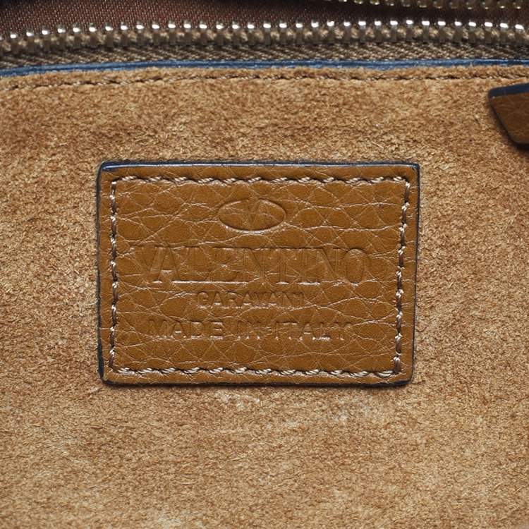 Pre Owned Valentino Brown Leather Rockstud Drawstring Bucket Bag