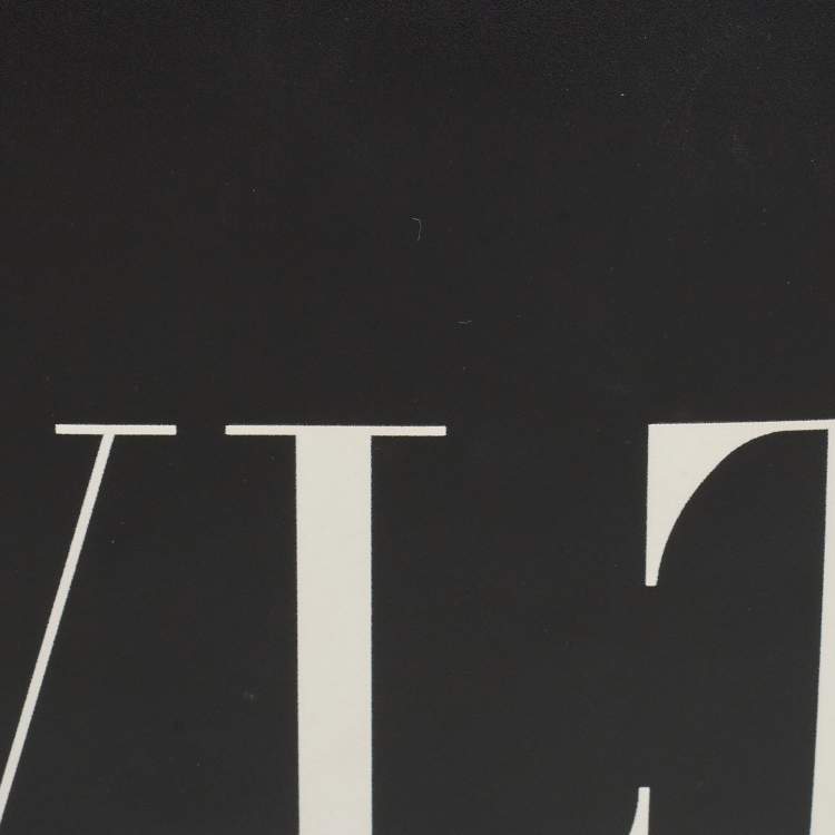 Pre Owned Valentino Black Leather Large VLTN Flat Zip Pouch