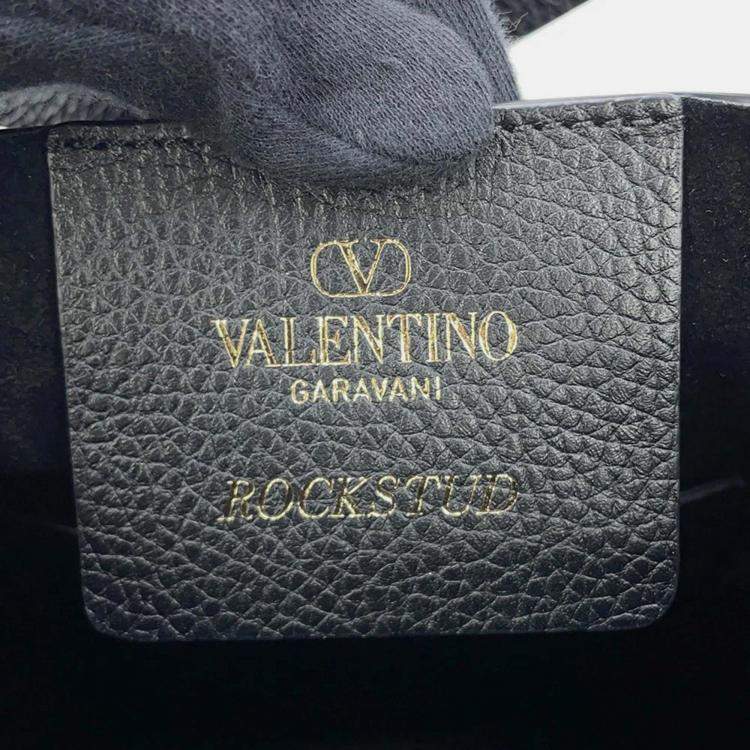 Pre Owned Valentino Garavani Rockstudded Tote Bag Black Leather