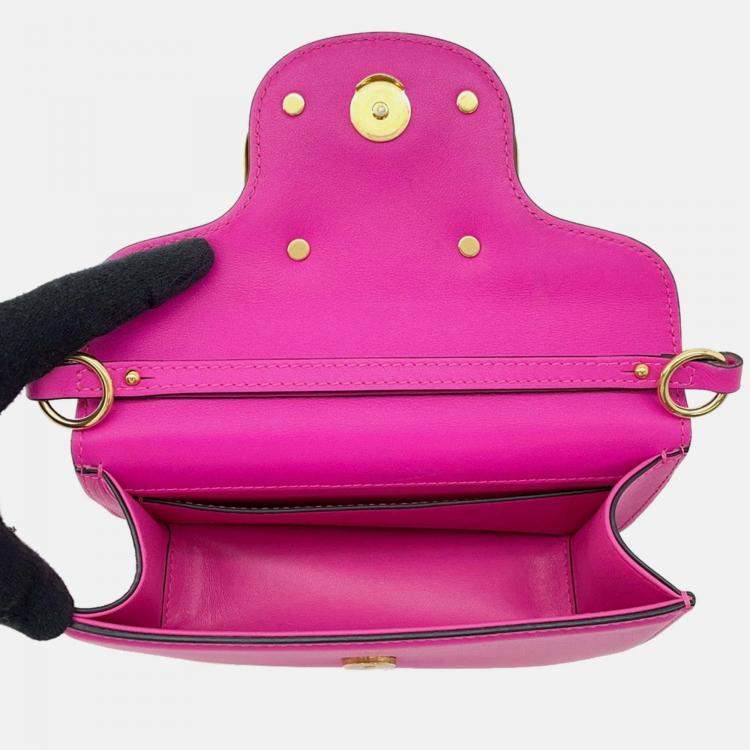 Pre Owned Valentino Garavani Loco 2Way Shoulder Bag Pink Leather Size Small