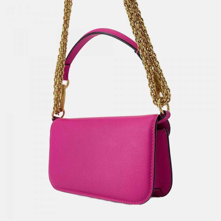 Pre Owned Valentino Garavani Loco 2Way Shoulder Bag Pink Leather Size Small