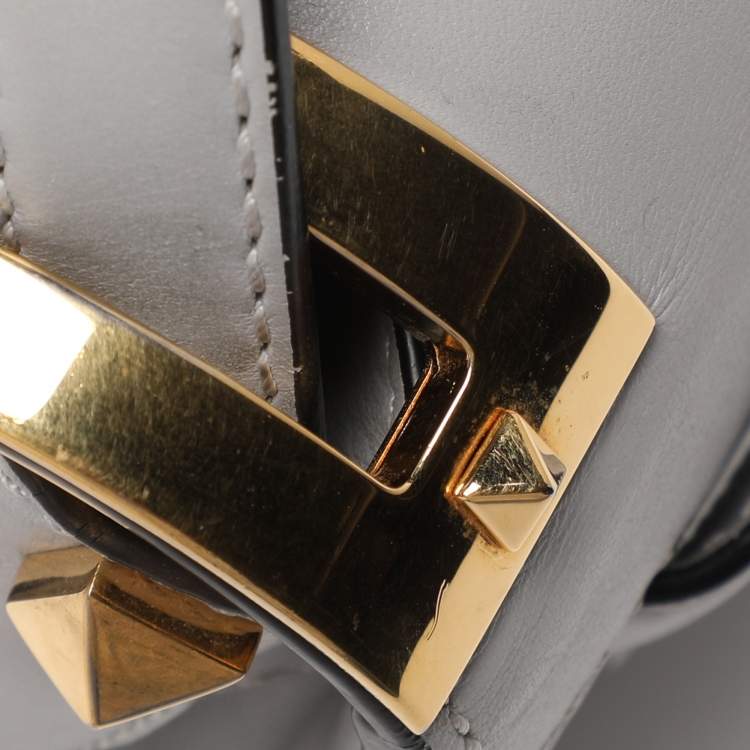 Pre Owned Valentino Ash Grey Leather My Rockstud Top Handle Bag