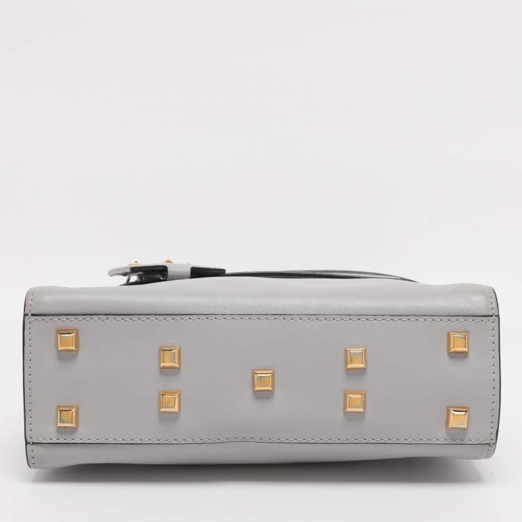 Pre Owned Valentino Ash Grey Leather My Rockstud Top Handle Bag