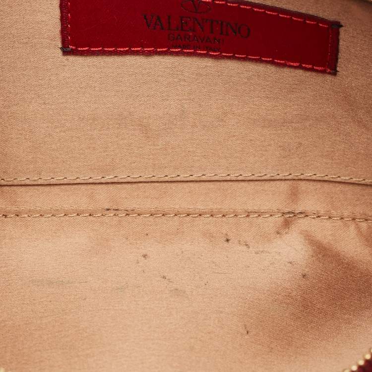 Pre Owned Valentino Red Satin Bow Clutch