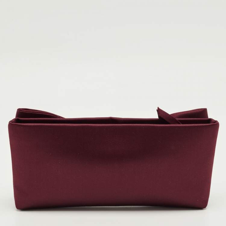 Pre Owned Valentino Red Satin Bow Clutch