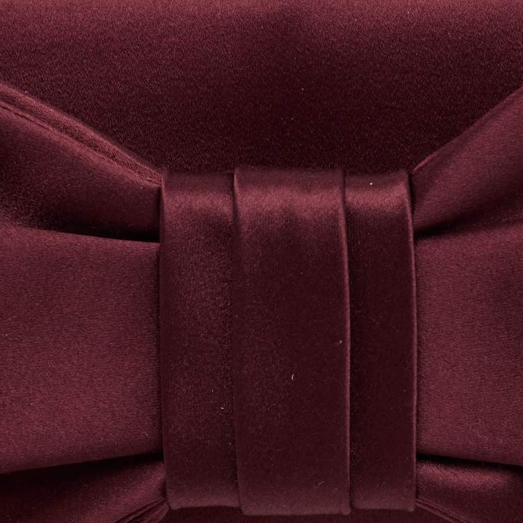 Pre Owned Valentino Red Satin Bow Clutch