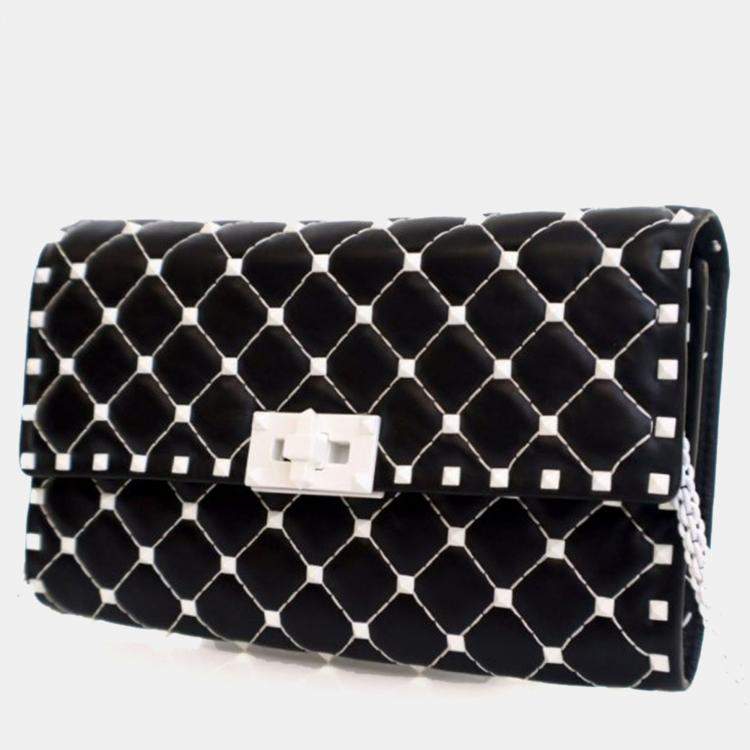 Pre Owned Valentino Lambskin Free Rockstud Spike Wallet On Chain