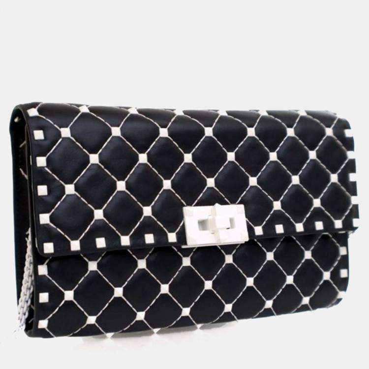 Pre Owned Valentino Lambskin Free Rockstud Spike Wallet On Chain