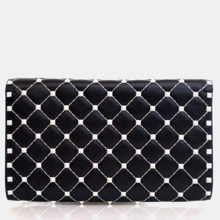 Pre Owned Valentino Lambskin Free Rockstud Spike Wallet On Chain