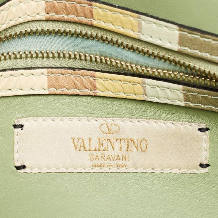 Pre Owned Valentino Multicolor Leather Native Couture 1975 Rockstud Wristlet Clutch