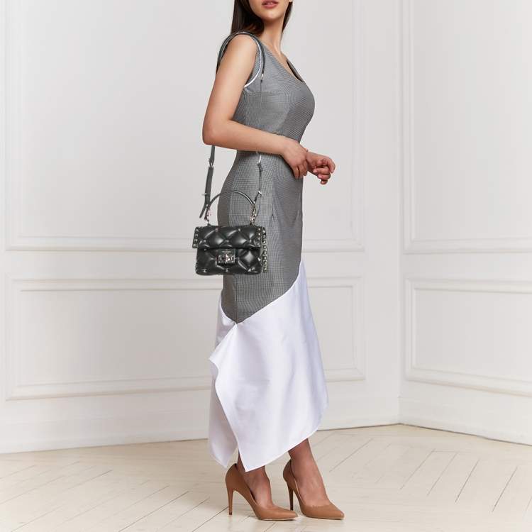 Pre Owned حقيبة فالنتينو يد علوية ترصيع كاندي صغيرة جلد مبطن وردي