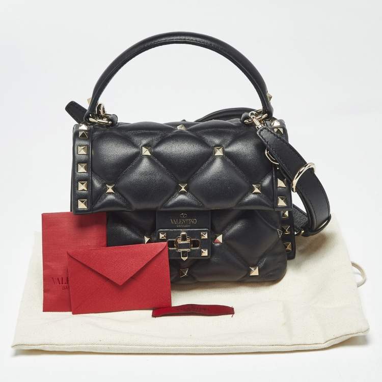 Pre Owned حقيبة فالنتينو يد علوية ترصيع كاندي صغيرة جلد مبطن وردي