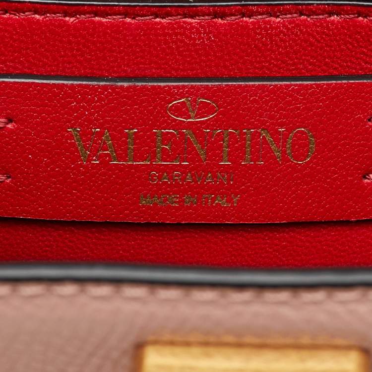 Pre Owned Valentino Beige Leather Small VSling Top Handle Bag