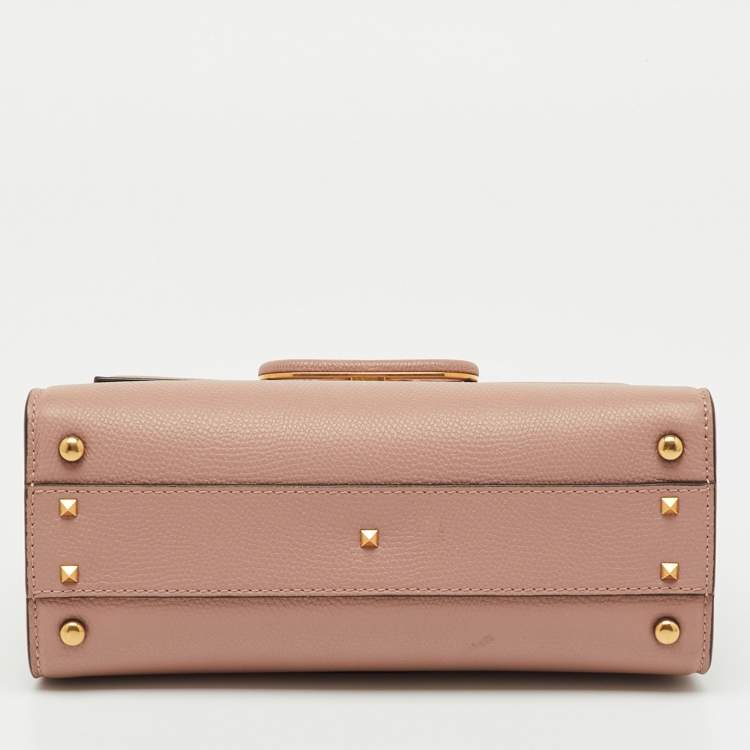 Pre Owned Valentino Beige Leather Small VSling Top Handle Bag