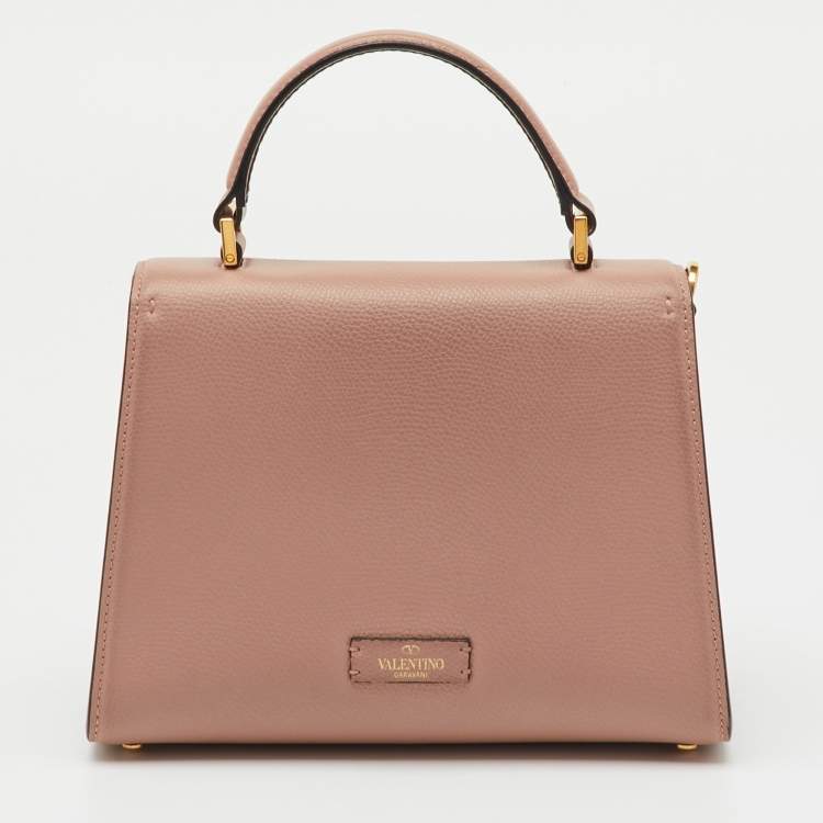 Pre Owned Valentino Beige Leather Small VSling Top Handle Bag