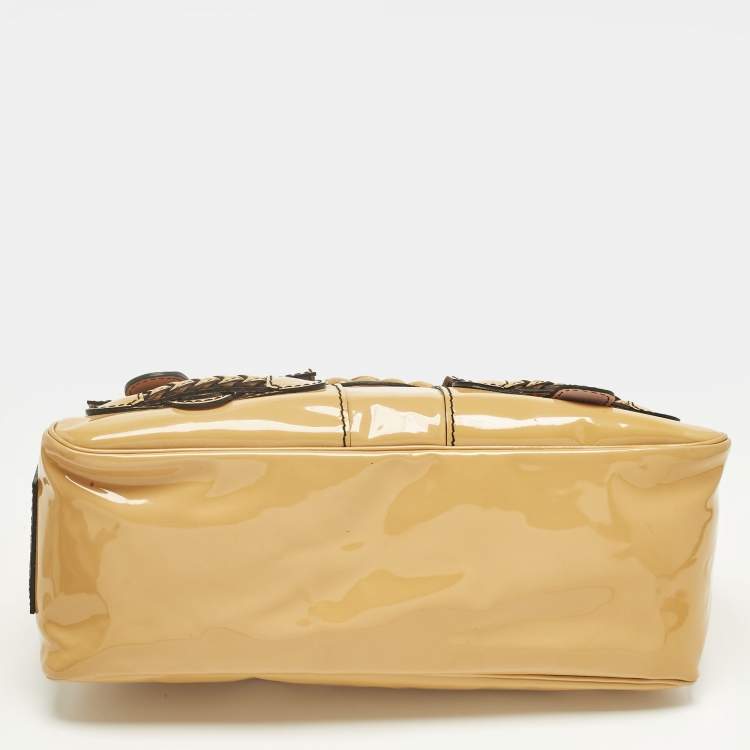 Pre Owned Valentino Light Brown Patent Leather Histoire Satchel