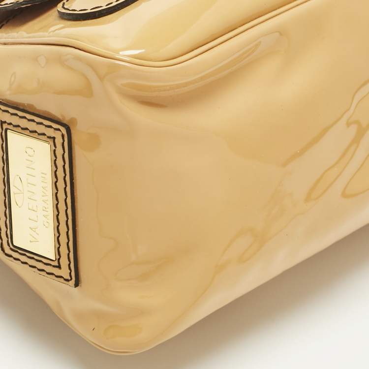 Pre Owned Valentino Light Brown Patent Leather Histoire Satchel