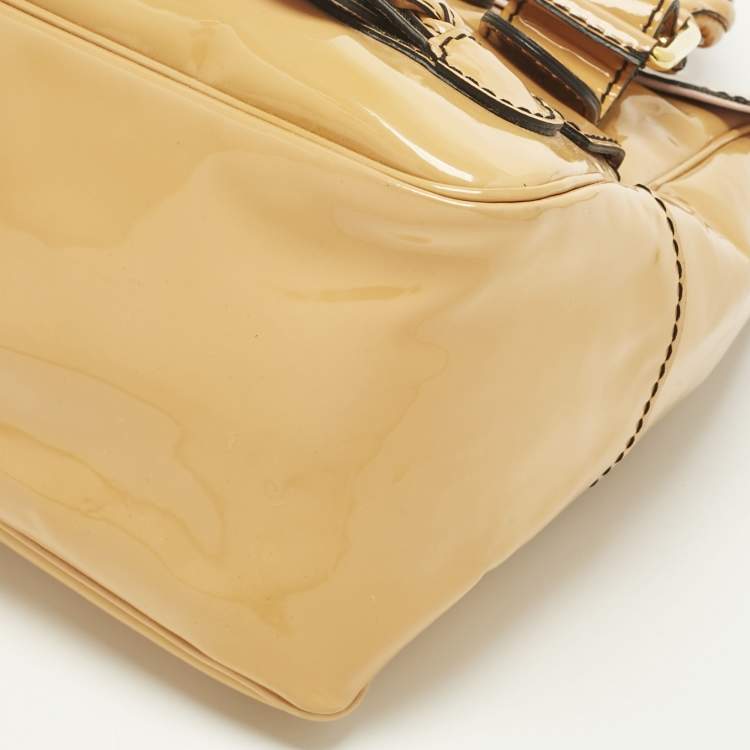Pre Owned Valentino Light Brown Patent Leather Histoire Satchel