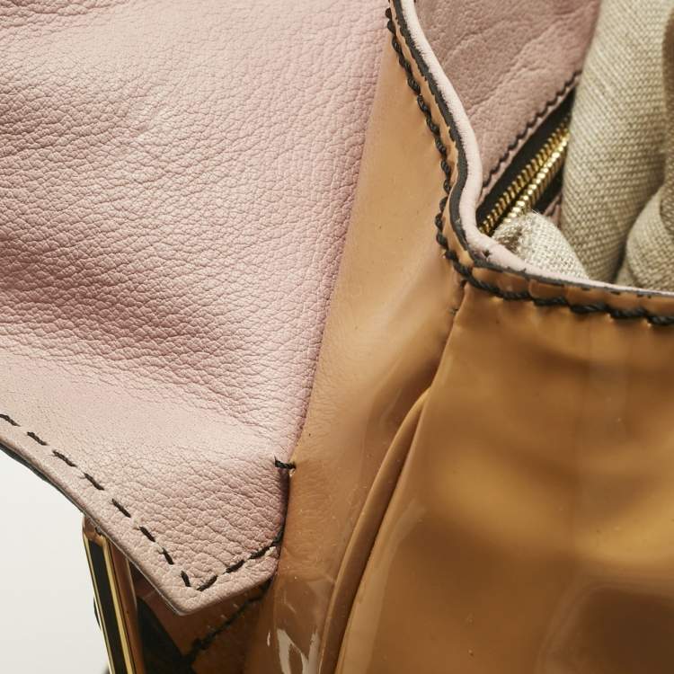 Pre Owned Valentino Light Brown Patent Leather Histoire Satchel