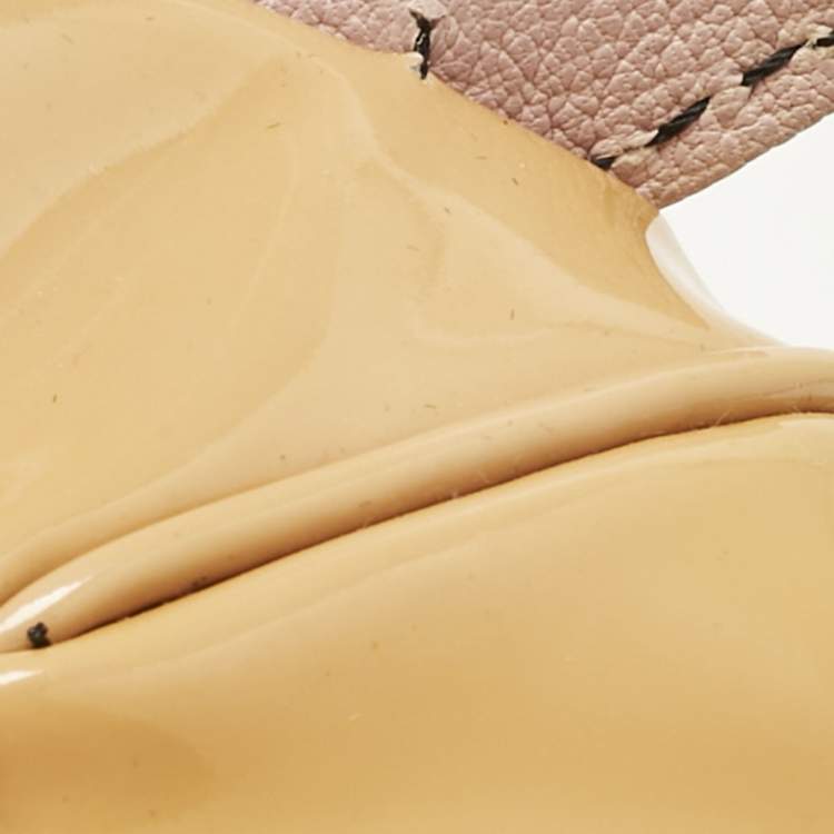 Pre Owned Valentino Light Brown Patent Leather Histoire Satchel