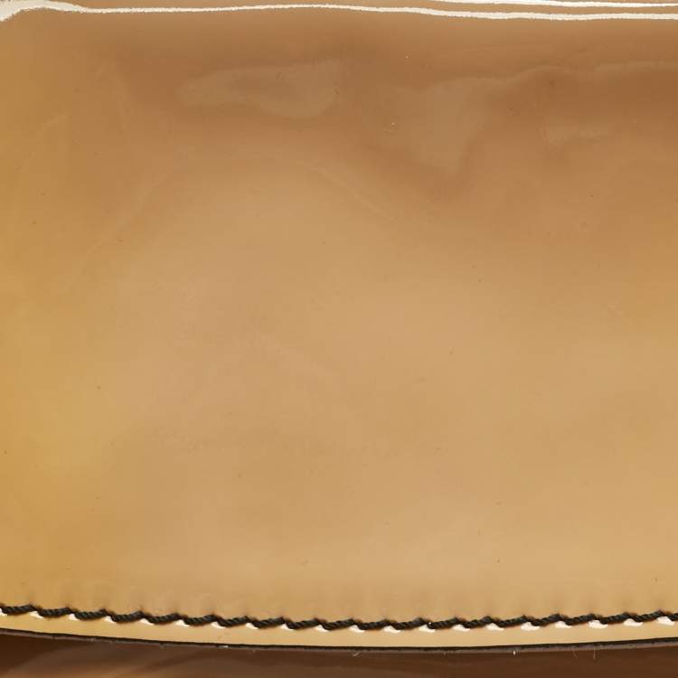 Pre Owned Valentino Light Brown Patent Leather Histoire Satchel