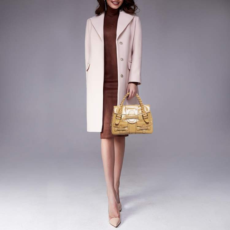Pre Owned Valentino Light Brown Patent Leather Histoire Satchel