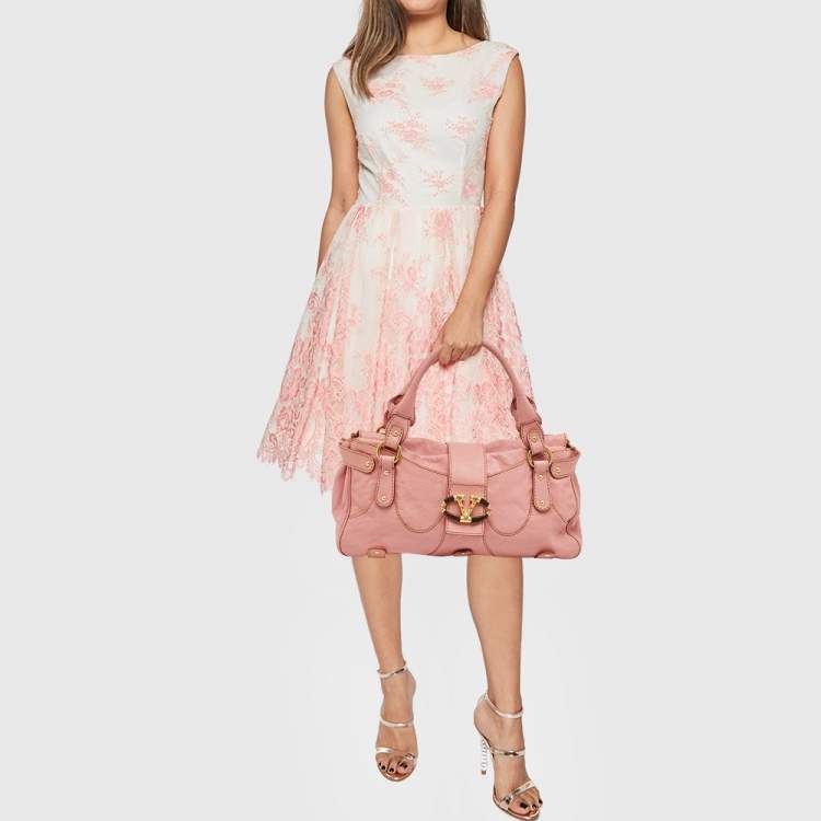 Pre Owned Valentino Pink Leather Catch Satchel