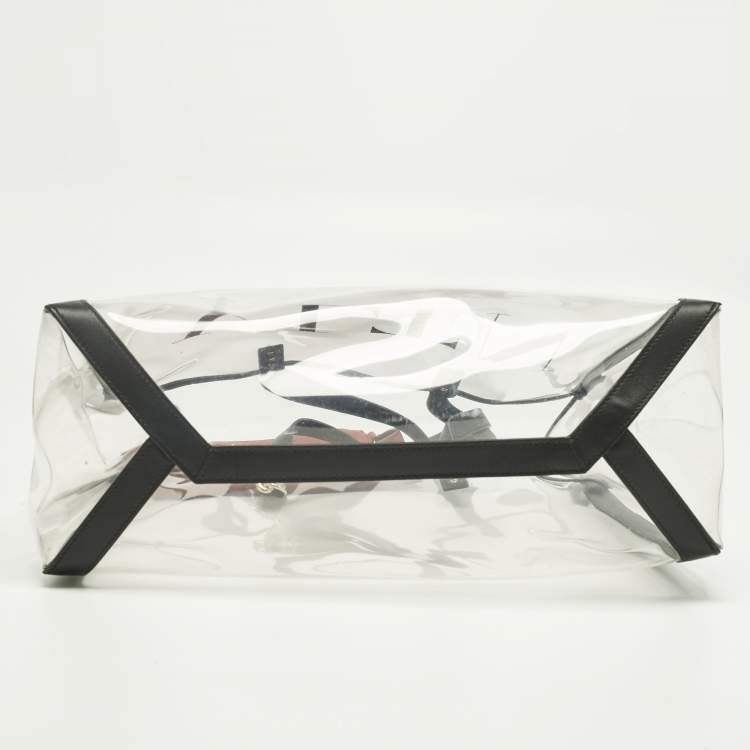 Pre Owned Valentino Black/Red Leather and PVC VLTN Rockstud Tote